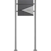 ML-Design Standbriefkasten mit Zeitungsfach Pfosten 120 cm Anthrazit-Silber