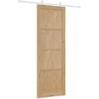 vidaXL Schiebetür Natürlich und Weiß 83 x 232 cm Massives Kiefernholz