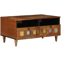 vidaXL TV-Schränk mit Regal Walnuss 70 x 33 x 46 cm Massivholz Mango