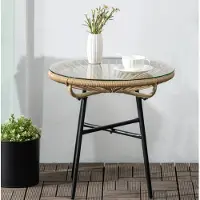 XTEILC Gartentisch,Glas, Kaffeetisch 50 cm x 50 cm x 50 cm
