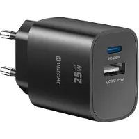 Swissten , USB-C Ladegerät 25W Power Delivery und USB-A Quick Charge 3.0 18W, Schwarz