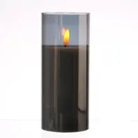 MARELIDA LED Kerze im Glas Windlicht flackernd D: 7,5cm H: 17,5cm in grau | Gr.: onesize