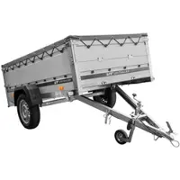 UNITRAILER Einachsanhänger mit ALU-Bordwänden 230x125 Garden 230 KIPP ALU mit BIS-Seitenwänden, H-0-Rahmen und grauer Plane