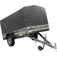 UNITRAILER Einachsanhänger mit ALU-Bordwänden 230x125 Garden 230 KIPP ALU mit H-800 Rahmen und grauer Plane
