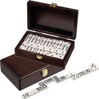 Philos Domino dubbel 9 walnoten box 20x12,5cm