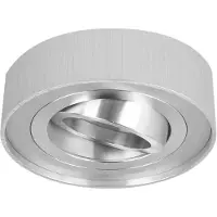 LED line Deckenleuchte ROLLO MIDI Einbauleuchte Lampe Einbaustrahler Schwenkbar 45° mit GU10 Fassung Rund Silber aus Aluminium