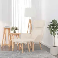 Prolenta Maison Exclusive - Relaxsessel mit Hocker Cremeweiß Samt