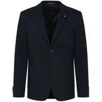 Bugatti Sakko , Herren, Gr. 58, blau (marine), 65% Baumwolle, 35% Polyester, unifarben, normal, Manschette, Sakkos Sakko, mit aufgesetzten Taschen