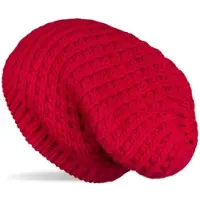 StyleBREAKER Strick Beanie Mütze in Rot | Gr.: onesize