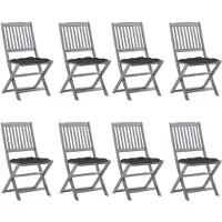 vidaXL Klappbare Gartenstühle 8 Stk. mit Kissen Massivholz Akazie