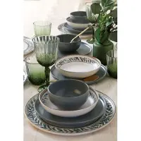 Keramika Geschirrset - Keraart Green Frame - 24 teilig - 6 Personen - Steingut