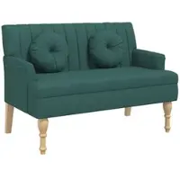 Décoshop26 - Bank mit Rückenkissen und Armlehnen 113 x 64,5 x 75,5 cm grüner Stoff DEC024636 DEC024636