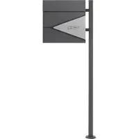 ML-Design Standbriefkasten Anthrazit-Silber mit Zeitungsfach Pfosten Anthrazit