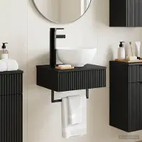 vidaXL Möbel Wandmontiertes Waschbecken Schwarz 40 x 35 x 39 cm - Badspiegel CC2894