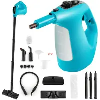 Costway Dampfreiniger, 2 bar Dampfdruck, 1 min.Aufheizzeit, 1400W Leistung, 400ml Tank Dampfreiniger Handgerät mit 14 Zubehörteilen Blau