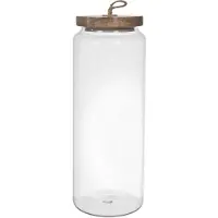 Home Deco Factory Glasgefäß mit Akaziendeckel, 27,5 cm hoch