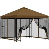 vidaXL Garten Pavillon mit Seitenwänden 3 x 3 m Taupe