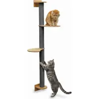 Eyepower 130 cm Wandkratzbaum mit 2 Plateaus für Katzen - Sisal Kratzbaum zur Wandmontage
