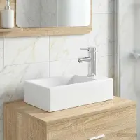 vidaXL Möbel Waschbecken fürs Badezimmer Chrom 45,5 x 25,5 x 13 cm Metall - Badspiegel CC2918