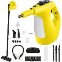 Costway Dampfreiniger, 2 bar Dampfdruck, 1 min.Aufheizzeit, 1400W Leistung, 400ml Tank Dampfreiniger Handgerät mit 14 Zubehörteilen Gelb