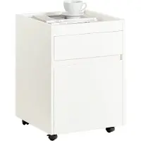 SoBuy Beistelltisch auf Rollen - 40x40x54 cm - Max. 25KG - Weiß