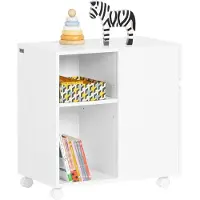 SoBuy ASK05-W Mobiler Druckertisch und Schreibtischunterbau mit 2 Schubladen, 58x35x59 cm, Weiß