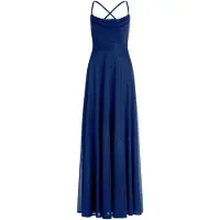 Vera Mont Abendkleid mit Wasserfallausschnitt in Dunkelblau/Grau | Gr.: 38