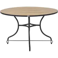 Beliani Gartentisch Hellbraun aus Akazienholz und Stahl Rund Modern Rustikal Outdoor Esstisch Garten Terrasse