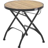 Beliani Garten Beistelltisch Hellbraun aus Akazienholz und Stahl Klappbar Rund Modern Outdoor Terrasse Balkon Bistrotisch