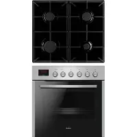 Amica EHEG 933 101 E, Gaskochfeld, 4 Zone(n), Glaskeramik, Schwarz, 58 cm, 51 cm