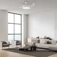 JUST LIGHT LED-Deckenventilator Kopta silber, CCT, Fernbed., Ø 107 cm Kopta, dimmbar, alu / grau / zink, für Wohn- / Esszimmer, Metall, Modern