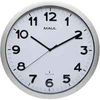 MAUL Wanduhr MAULstep Ø 40 x 4.7 cm funkgesteuert Kunststoff 1 x AA (1.5 V) silber