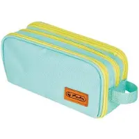 Herlitz Schüleretui Doppelfaulenzer Neon Polyester 235x75mm mint/gelb Packung mit 2 Stück