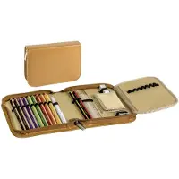 Brunnen 3X 104905704 Schüler-Etui Leder natur 1 Klappe