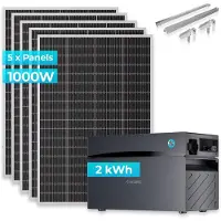 Sunshare Ray Lite 1000W + 2 kWh Kapazität Balkonkraftwerk-Komplettset Glory Stromspeicher & Halterung – Modular erweiterbares Solarsystem