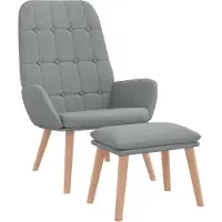 vidaXL Relaxsessel mit Hocker Hellgrau Stoff