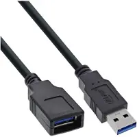 InLine USB 3.2 Gen.1 Kabel, A Stecker / Buchse, schwarz, 5m, 5 m, USB A, USB A, USB 3.2 Gen 1 (3.1 Gen 1), 5 Gbit/s, Schwarz