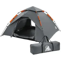 ECD-Germany Pop Up Zelt wasserdicht für 4 Personen Camping Zelt Outdoor Wurfzelt winddicht Kuppelzelt leichtes Familienzelt für Strand Festival Grau