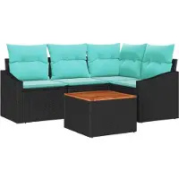 vidaXL Gartensofa-set 5 Stk. Schwarz Poly-Rattan