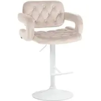 DELUKE Barhocker BURID Samt Creme 62x55x103cm Weiß Barstuhl Mit Lehne Tresenhocker Tresenstuhl