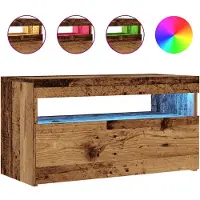 vidaXL TV-Schrank mit LED-Leuchten Altholz-Optik 75x35x40 cm