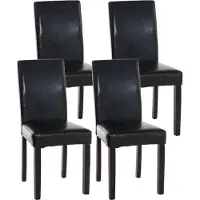CLP 4er Set Esszimmerstuhl Ina Kunstleder mit Holzgestell schwarz Gestell Farbe dunkelbraun