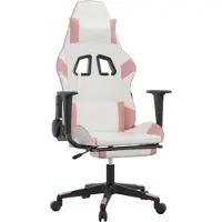 vidaXL Gaming-Stuhl mit Fußstütze Weiß und Rosa Kunstleder