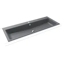 Kaldewei PURO Einbauwaschtisch, cool grey, 1.200 x 460 mm, Randhöhe 14 mm, Tiefe 125 mm, mit Überlauf, 1x 1er Hahnlochbohrung, chrom
