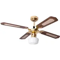 V-TAC LED Deckenventilator Deckenlampe Ventilatorleuchte, Sommer Wintermodus, Zugschalter 3 Stufen, Glas opal, MDF braun, 1x E27, D 105 cm