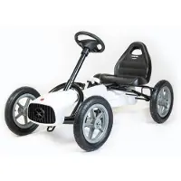 Baby Mix Go-Kart weiß mit Kettenantrieb und Handbremse, 113x64x62 cm, für Kinder 5-8 Jahre, bis 50 kg