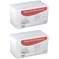 Dräco Vlieskompressen unsteril 10x10 cm 8fach 2x 2x100 St Kompressen