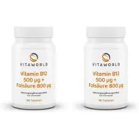 Vitaworld Vitamin B12 500 µg+Folsäure 800 µg Tabletten 2x 2x180 St