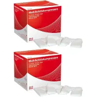 Dräco Schlitzkompressen Mull 5x5 cm steril 12fach 2x 2x25x2 St Kompressen