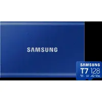 Samsung T7 Portable SSD 2TB Blau + microSDXC T7 128GB 170 MB/s